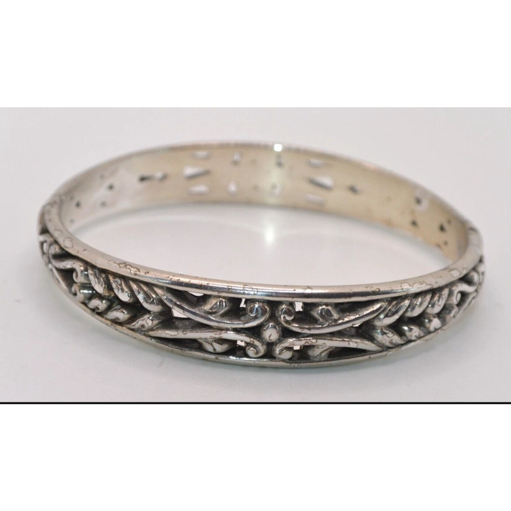 Brighton Silver Plated Scrollwork Hinged Bangle B… - image 4